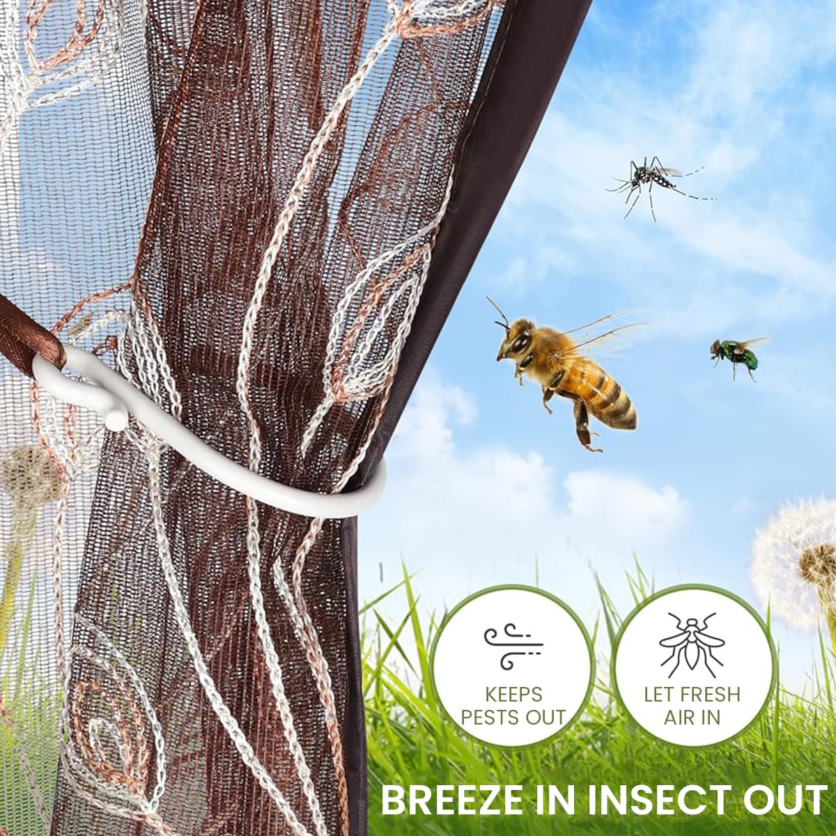 HASTHIP Magnetic Mosquito Net For Door - Polyester Breathable Mosquito Mesh Screen Door - Door Mosquito Net With Magnet - Screen Magnetic Auto-Closing - Suitable For Home And Bedroom (100x210cm) HASTHIP Magnetic Mosquito Net For Door - Polyester Breathable Mosquito Mesh Screen Door - Door Mosquito Net With Magnet - Screen Magnetic Auto-Closing - Suitable For Home And Bedroom (100x210cm)